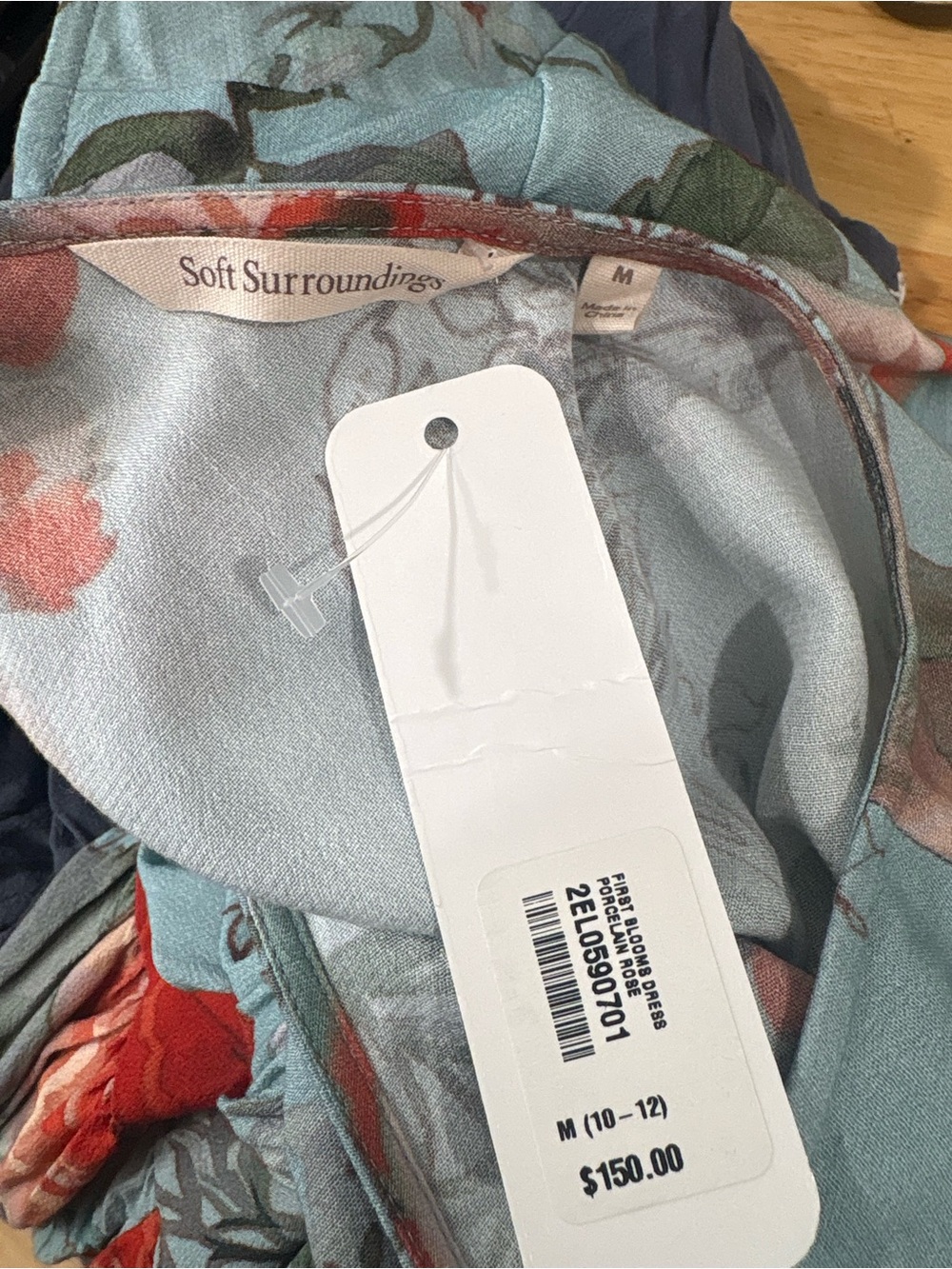 Soft Surroundings Light Blue Maxi Dress with Red Floral Print - Picture 10 of 10